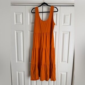 J.Crew Tiered Midi Dress in Bronze Orange